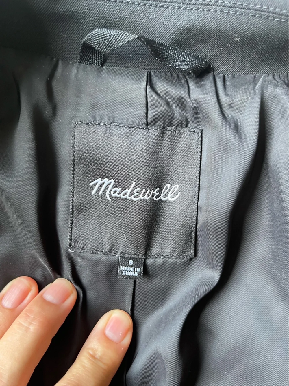 Madewell Black Double-Breasted Cropped Tuxedo Blazer, Size 8